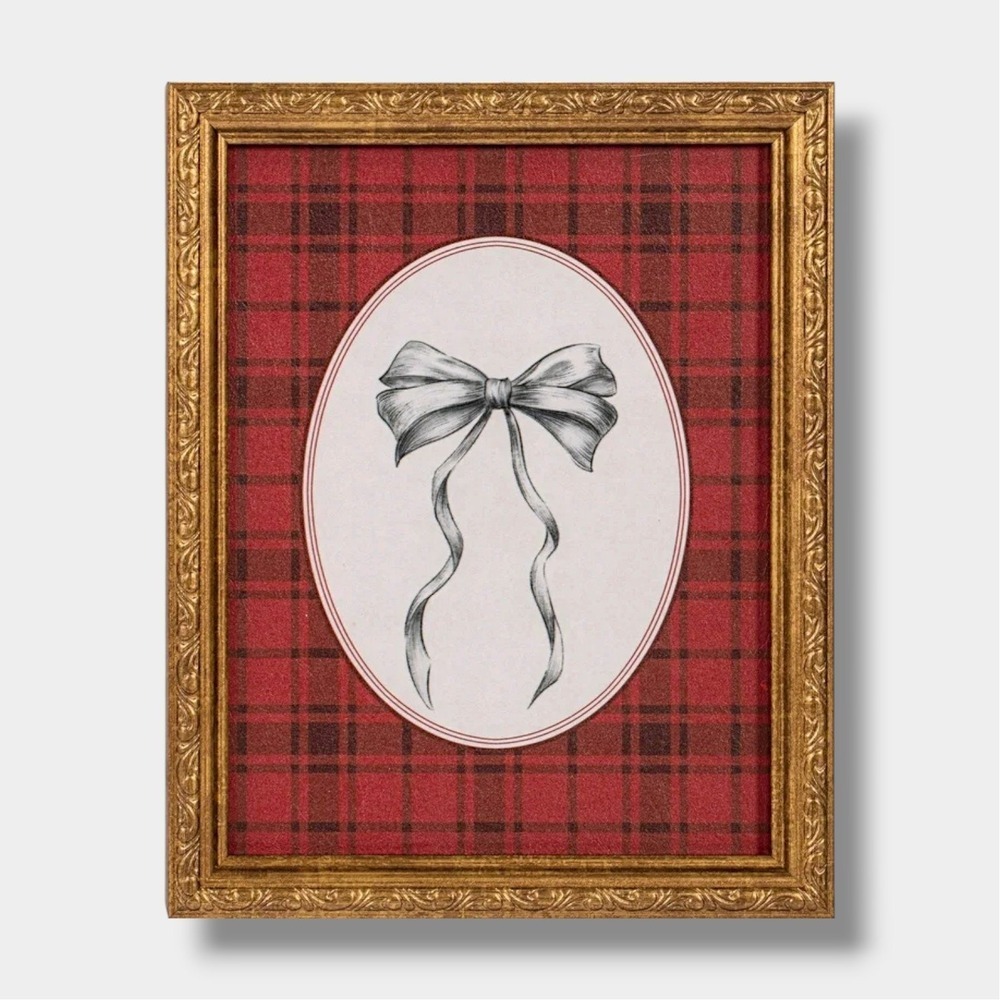 My Texas House‎ Seasonal Bow Plaid Framed Holiday Wall Art 8x10